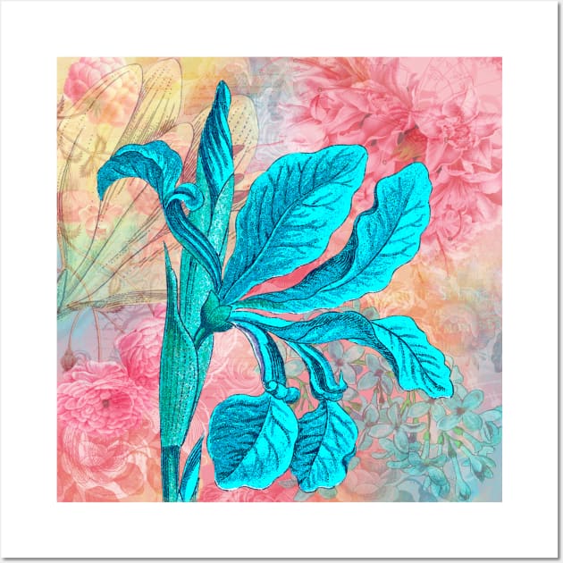 Pink Yellow Teal Lily Azalea Tulip Roses Wall Art by LizzyizzyDesign